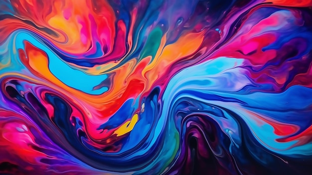 Vivid Liquid Symphony Abstract Colorful Bright Colors in Liquid Acrylic