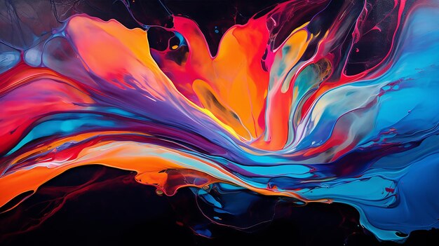 Vivid Liquid Symphony Abstract Colorful Bright Colors in Liquid Acrylic