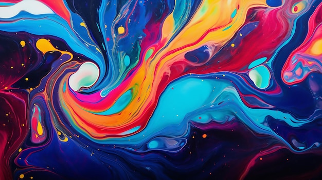 Vivid Liquid Symphony Abstract Colorful Bright Colors in Liquid Acrylic