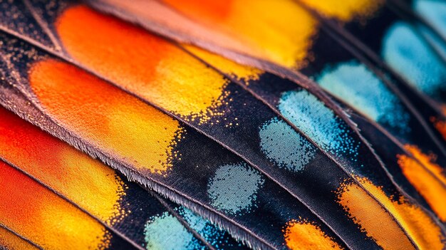 Photo vivid macro of colorful butterfly wing