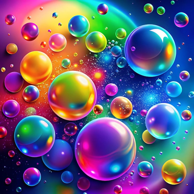 Photo vivid neon background with bubbles colorful abstract backdrop with bright gradients on blobs multicolor overflowing picture