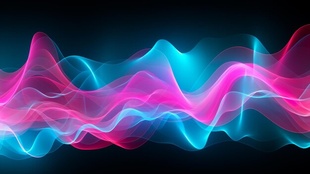 Vivid neon pink and turquoise spectrum waveforms with a sense of movement isolated on a solid white