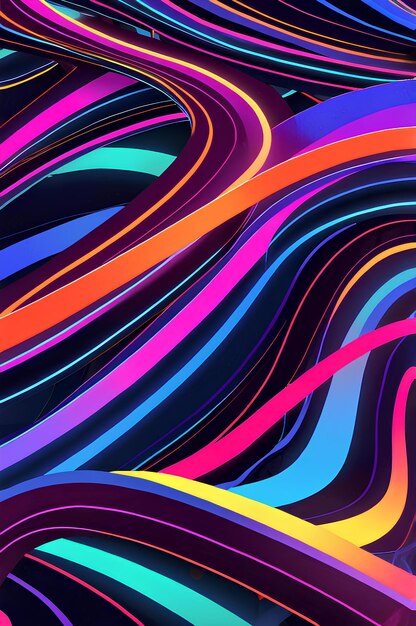 Photo vivid neon waves abstract line design