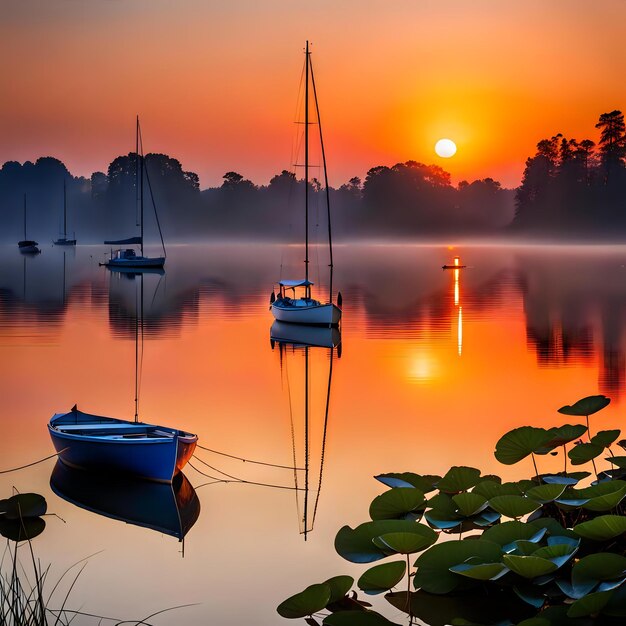 Vivid Orange Sunset Peaceful Waters Vivid Orange Sunset Peaceful Waters