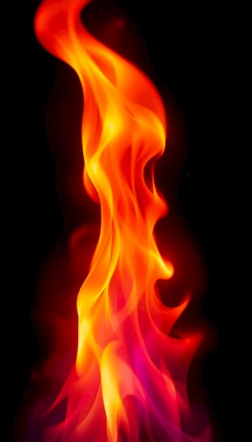 Photo vivid orange and yellow flames rising against a black backdrop