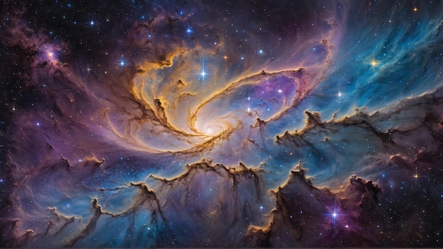 Vivid paint art representing a cosmic galaxy abstract imagination of space