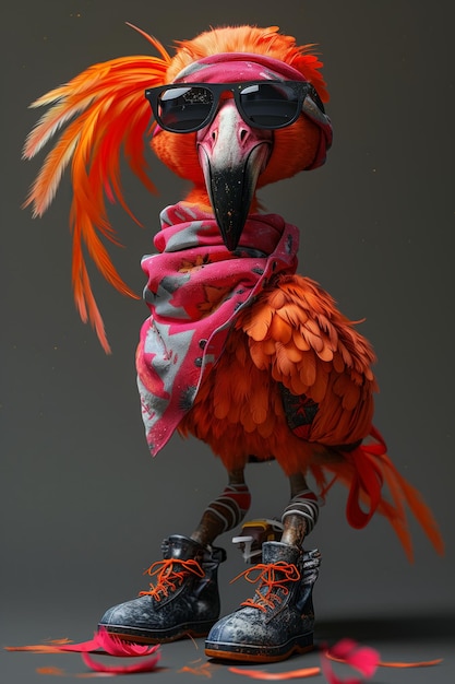 Vivid Parrot in a Stylish Outfit