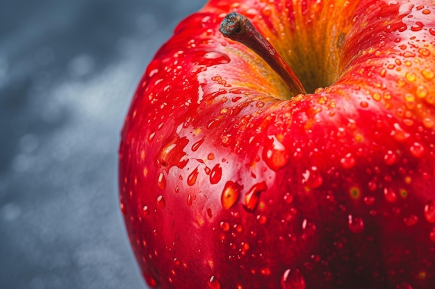 Photo vivid red apple closeup macro shot on solid background freshness captured in every detail