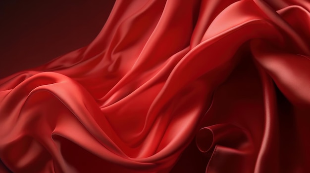 A vivid red cloth texture against a dark black backdrop Generative ai