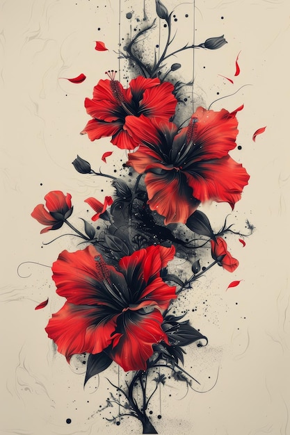 Vivid Red Flowers on White Background