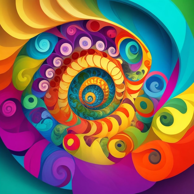 Vivid Spiral Design Infused with Color AIGenerated