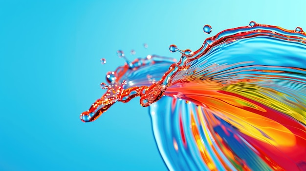 Vivid splash of liquid colors against a bright blue backdrop representing energy