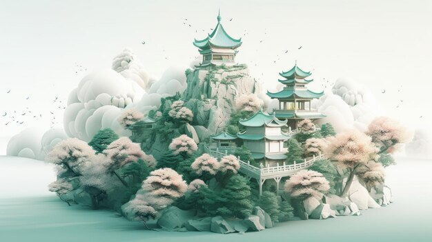 Vivid and Vibrant 3D Chinese Illustration Generative ai