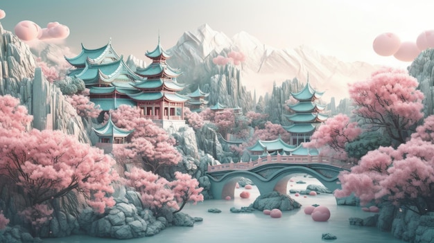 Vivid and Vibrant 3D Chinese Illustration Generative ai