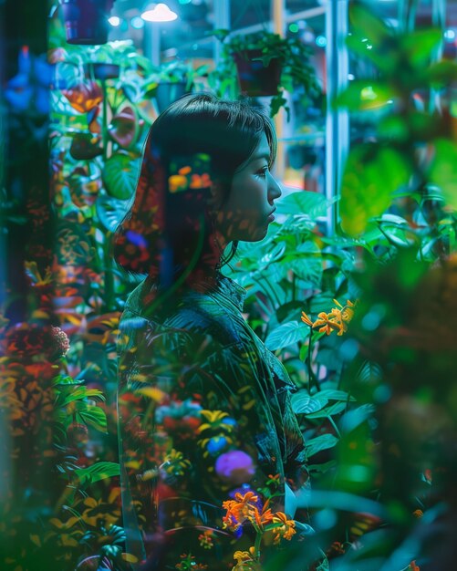 Vivid Visions A Surreal Journey Through a FlowerFilled Greenhouse