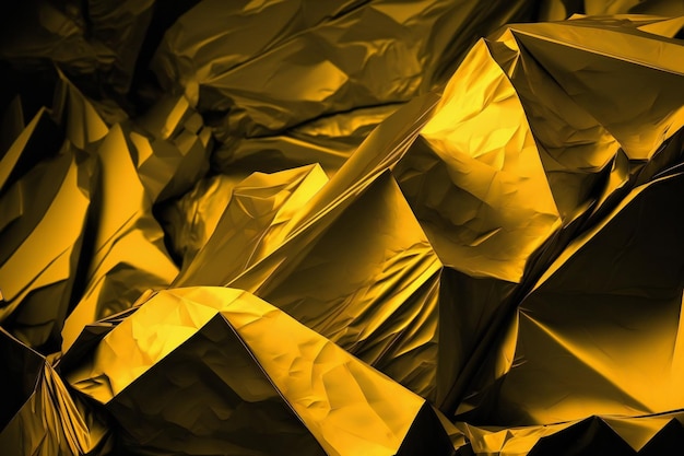 Vivid yellow color crumpled paper texture abstract backgrounds