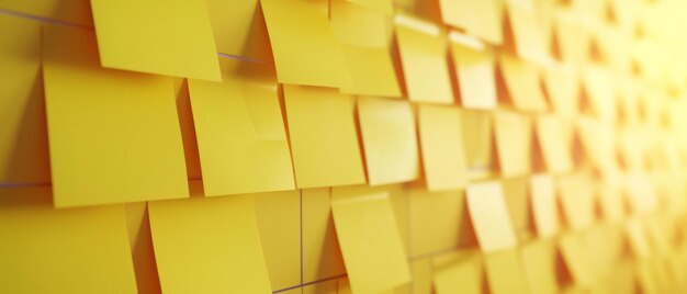 Vivid yellow sticky notes creating a textured wall of ideas with space for endless creativity and organization