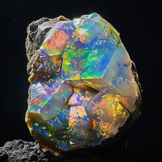 Photo vividly colored opal geode