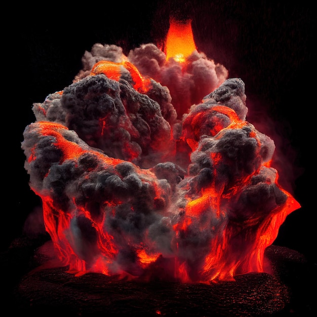 Volcanic eruption explosion AI render