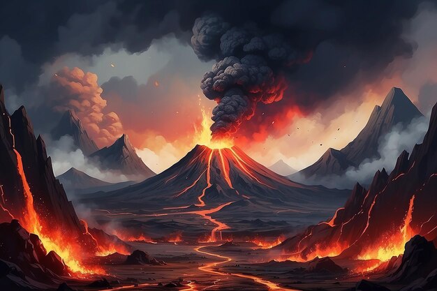 Photo volcanic eruption outdoor scene background