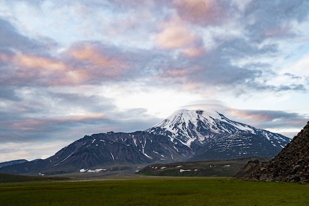 Volcanic landscape of Kamchatka Peninsula. Kamchatka Regional popular travel destinations.