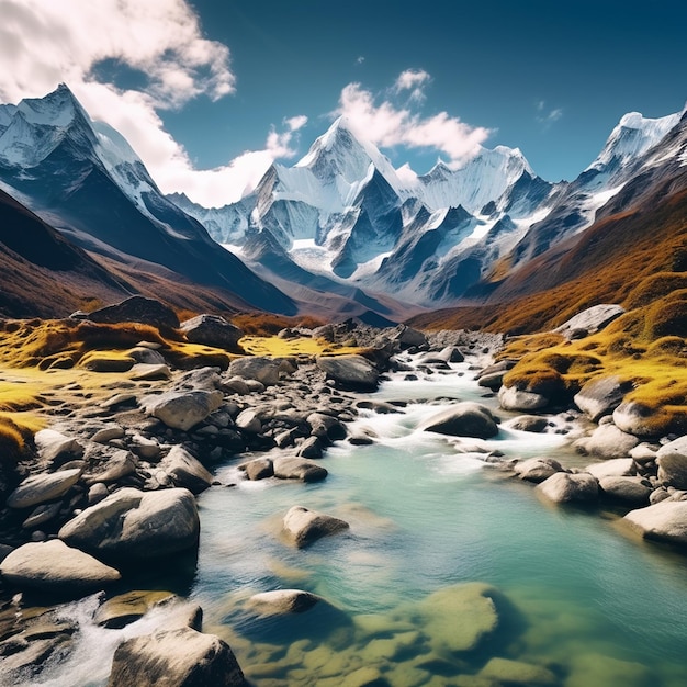 Volcanic mountain in morning light reflected in calm waters of lake generative ai