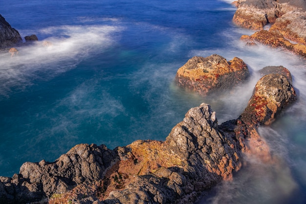 Volcanic rocks in Atlantic ocean, Garachico, Tenerife, Canary islands, Spain