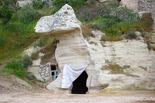 Volcanic rocks and limestone cliffs in Cappadocia valley Turkey Tourism