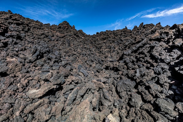 Volcanic rocks on mount etna in sicily.