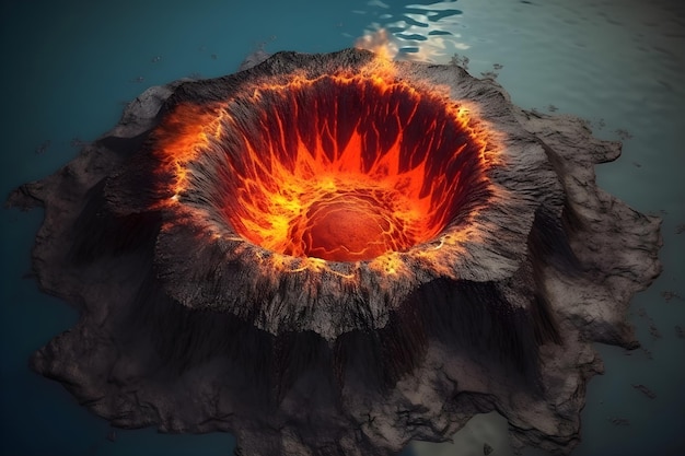 Volcano eruption Mount with lava and magma Generative AI