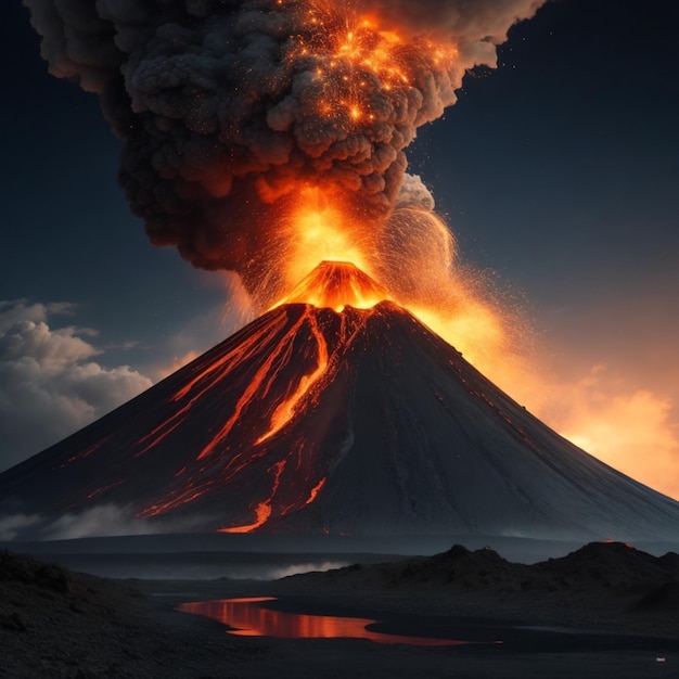 Volcano Eruptive mountain Ash mountain Smoke mountain Molten mountain Fiery mountain