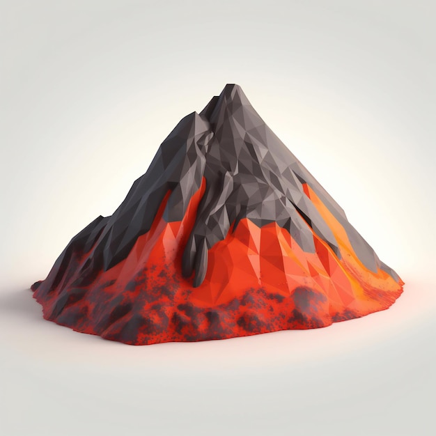 A volcano with black and orange colors