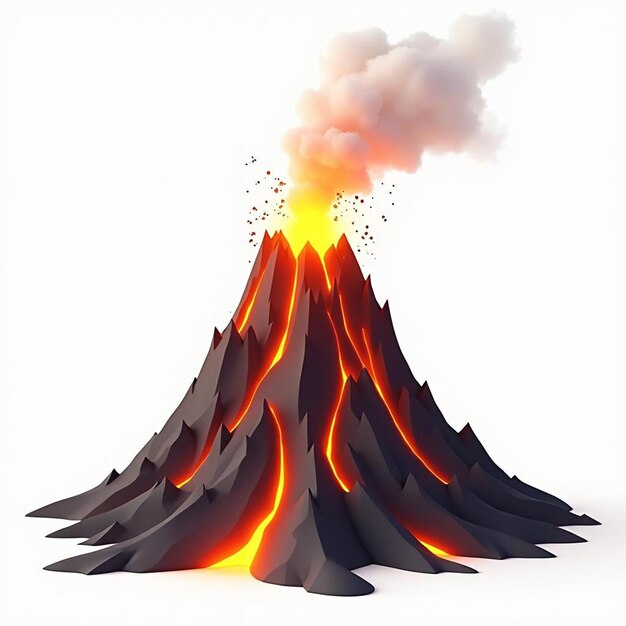 Photo a volcano with a fire on it and a picture of a volcano on it