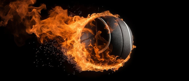 Volleyball ball on fire Generative AI