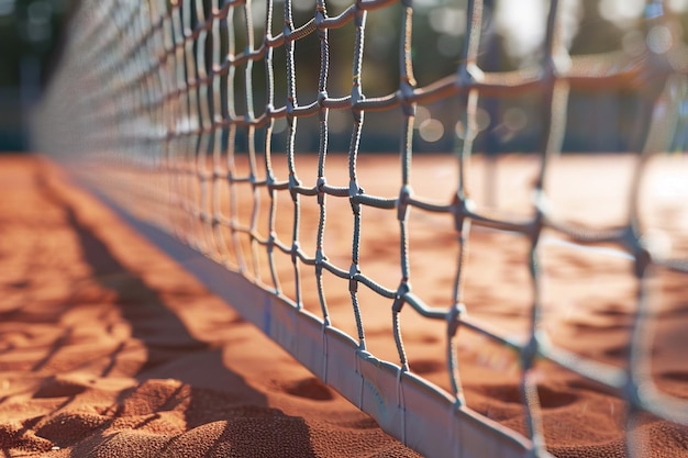 Volleyball Court with Net Ready for a Game