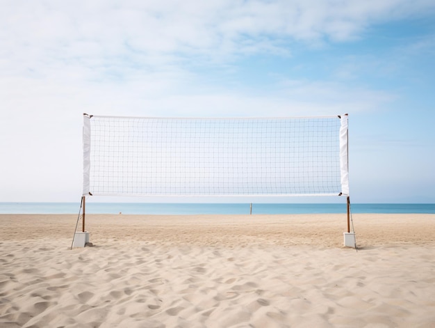 Photo a volleyball net on a beach