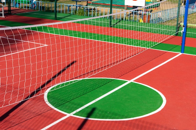 Volleyball net on the playground of a preschool institution