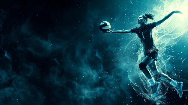 volleyball player in action sports banner attack concept place with space