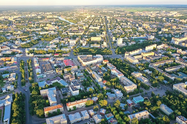 vologda view of the city from a drone, buildings architecture, a trip to the province in russia