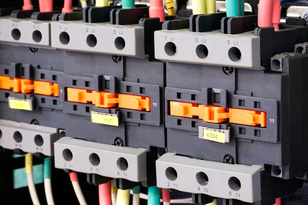 Voltage switchboard with circuit breakers Electrical background