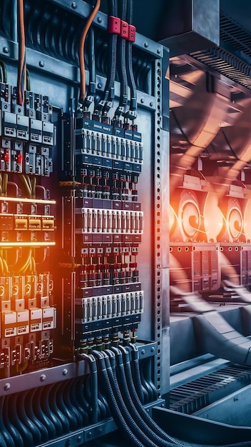 Voltage switchboard with circuit breakers