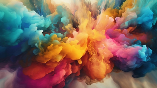 voluminous liquid smoke vibrant rainbow colors AI generated