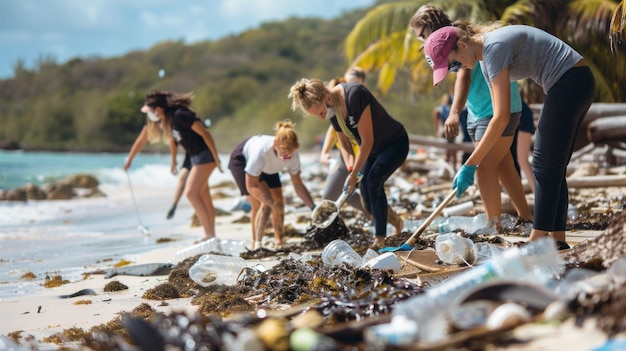 Volunteers Cleaning Up Beach