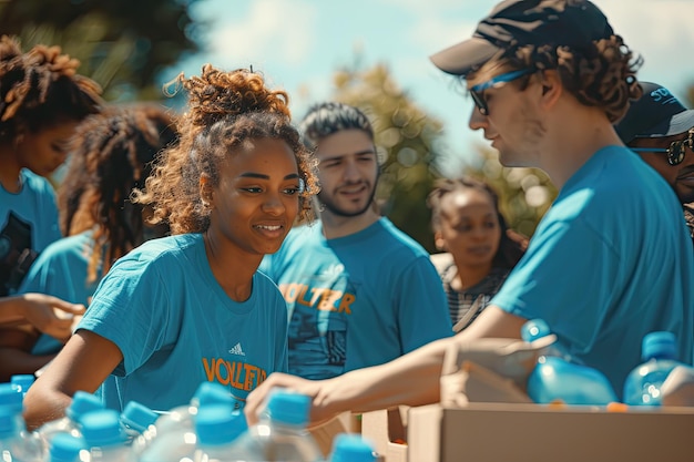 Volunteers at event distributing food