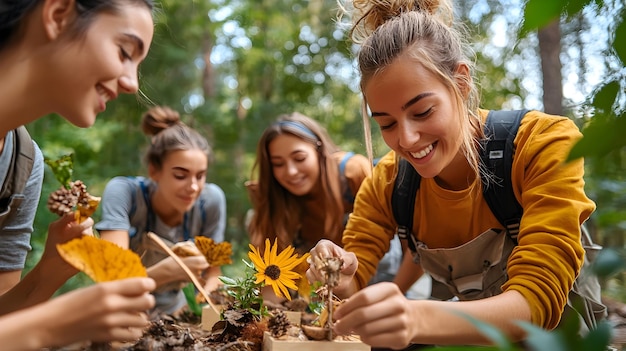 Photo volunteers preparing educational displays for national public lands day in national park