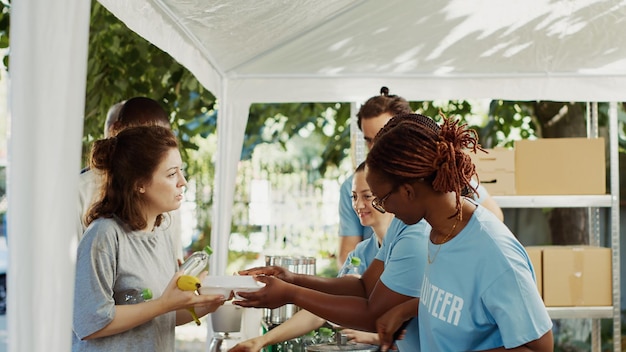 Volunteers providing humanitarian help