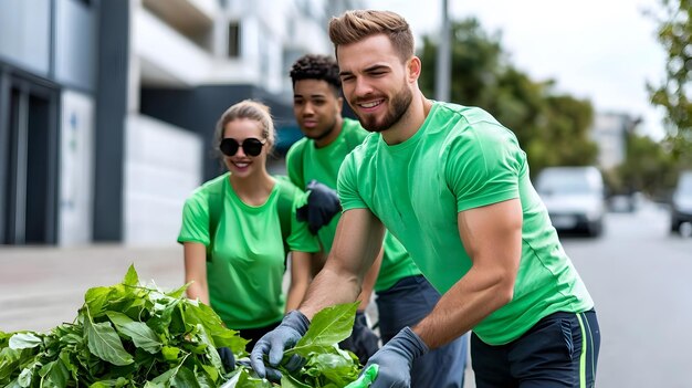 Photo volunteers uniting for community cleanup transforming shared spaces