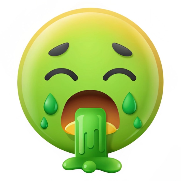 Photo vomiting face emoji in flat design