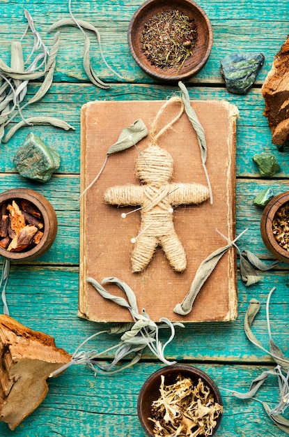 Voodoo doll,a doll used in witchcraft