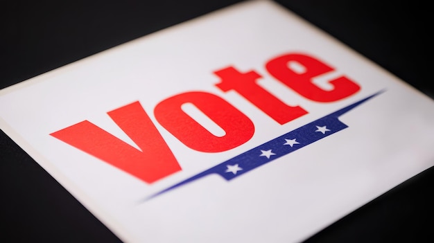 Vote Sign With Stars And Stripes Red White And Blue Election Day Political Campaign